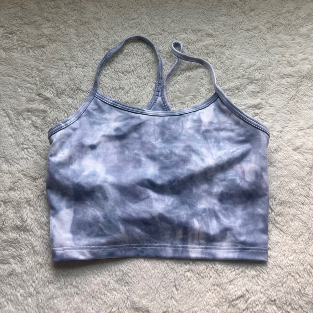 OFFLINE by Aerie Recharge Sports Bra Blue White Tie Dye Racerback Crop Top Small